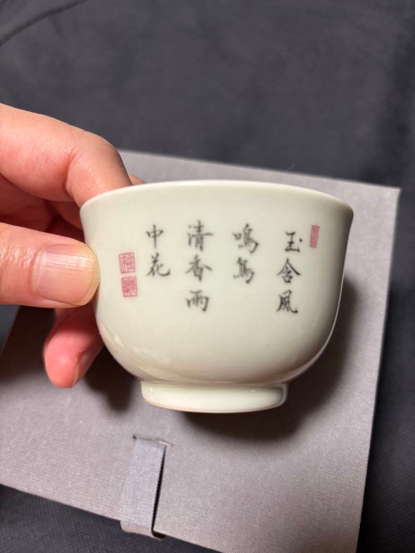 中国清時代　花鳥文茶碗 盃 粉彩　琺瑯彩　雍正年製在銘 官窯 2個セット（春夏)