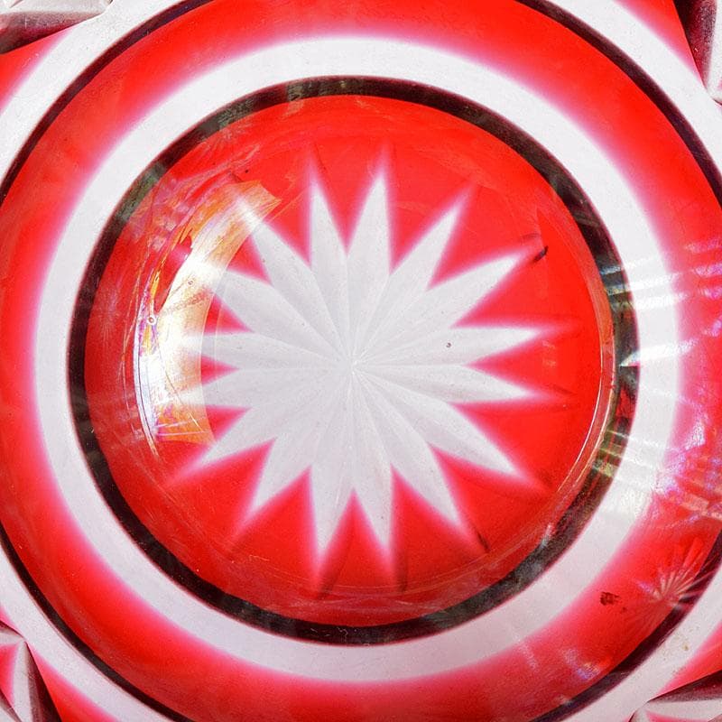 島津磯斉彬竈　薩摩ガラス工芸作　創作島津薩摩切子　向付鉢　共布共箱　GR8951