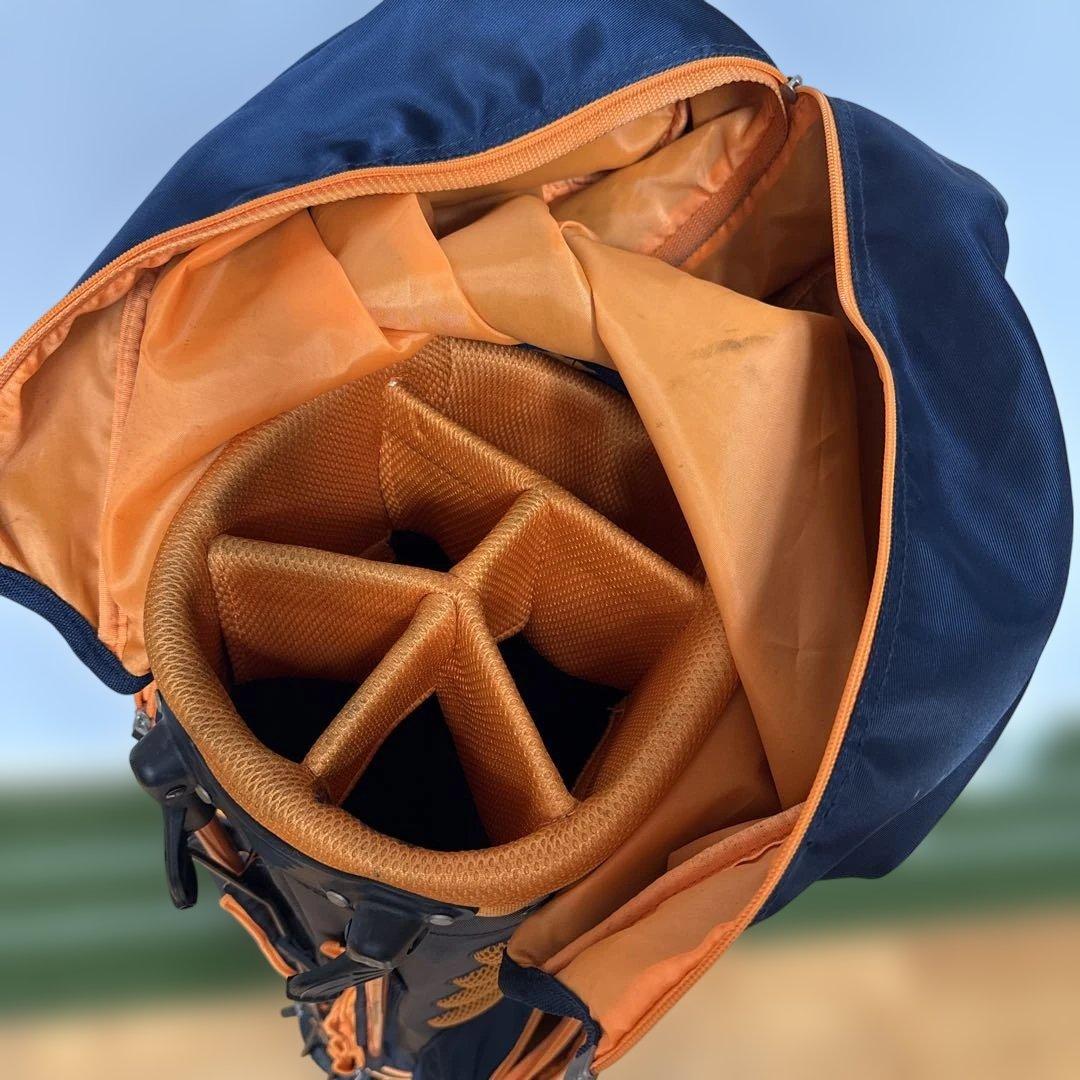 ロサーセン、スタンド付きゴルフバッグ ネイビーとオレンジ