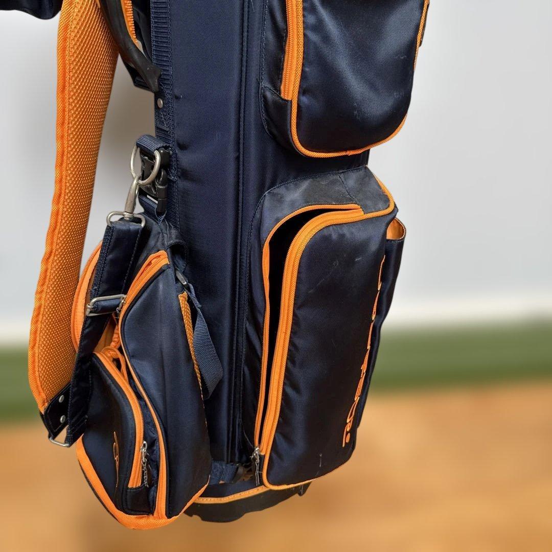 ロサーセン、スタンド付きゴルフバッグ ネイビーとオレンジ