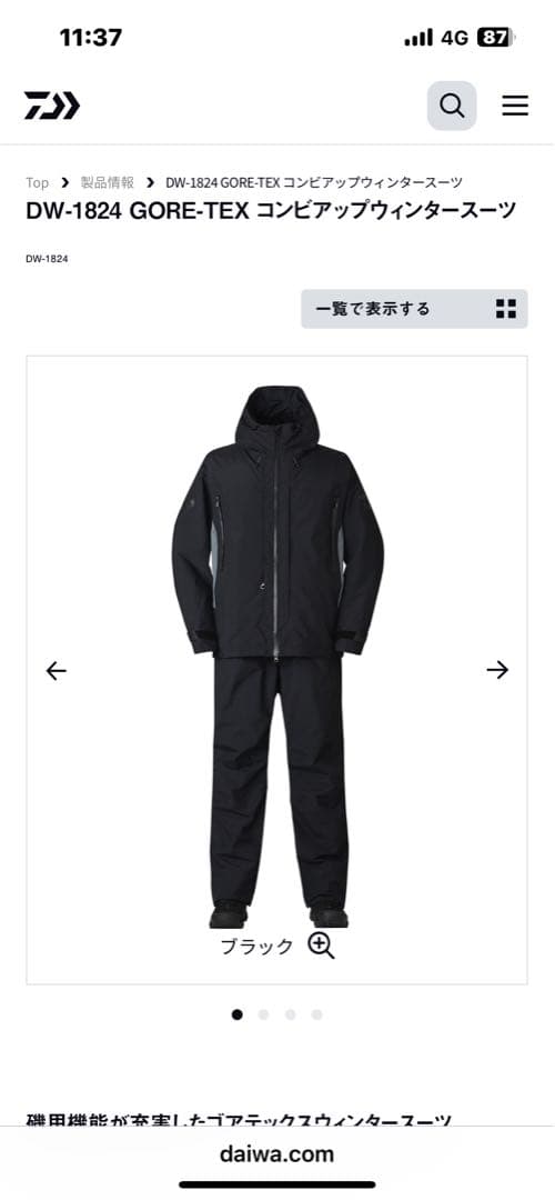 現行品！ダイワゴアテックスコンビアップウィンタースーツ　DW-1824 Lサイズ