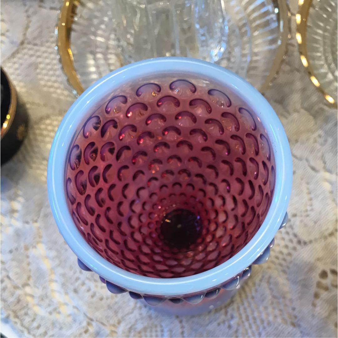 幻！Antique　50's　Fentonプラムオパールセント　ゴブレットUSA