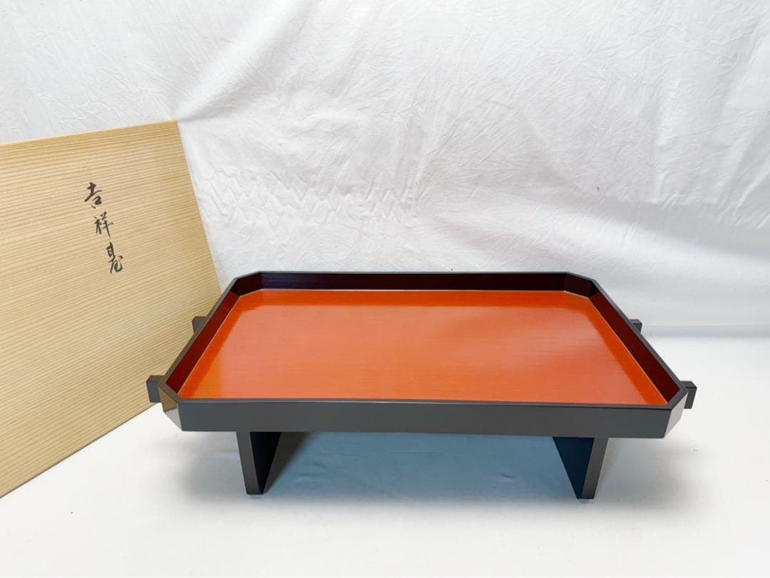 未使用 茶道具 漆匠 鈴木表朔作 木製 吉祥基 組み立式 お正月 お祝い 共箱