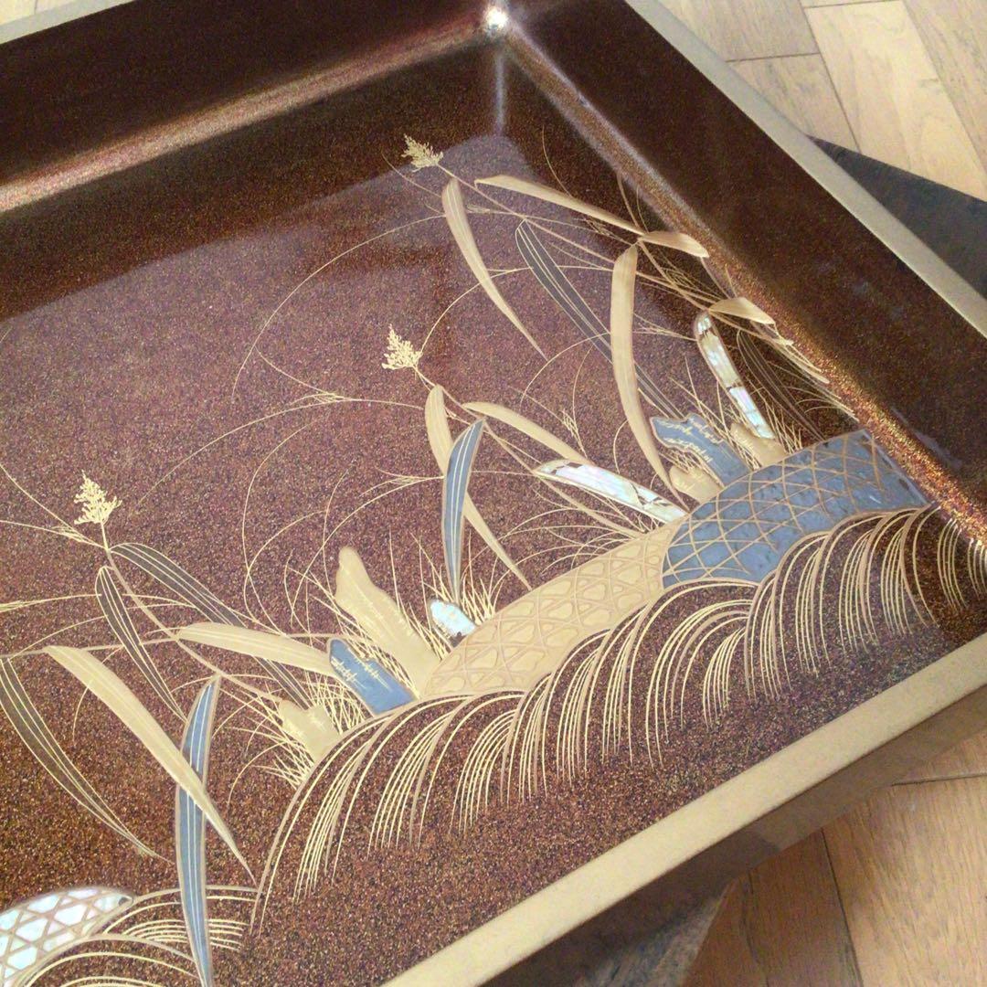 時代漆器　廣蓋　広蓋　骨董　蒔絵　螺鈿　昭和3年　共箱付き