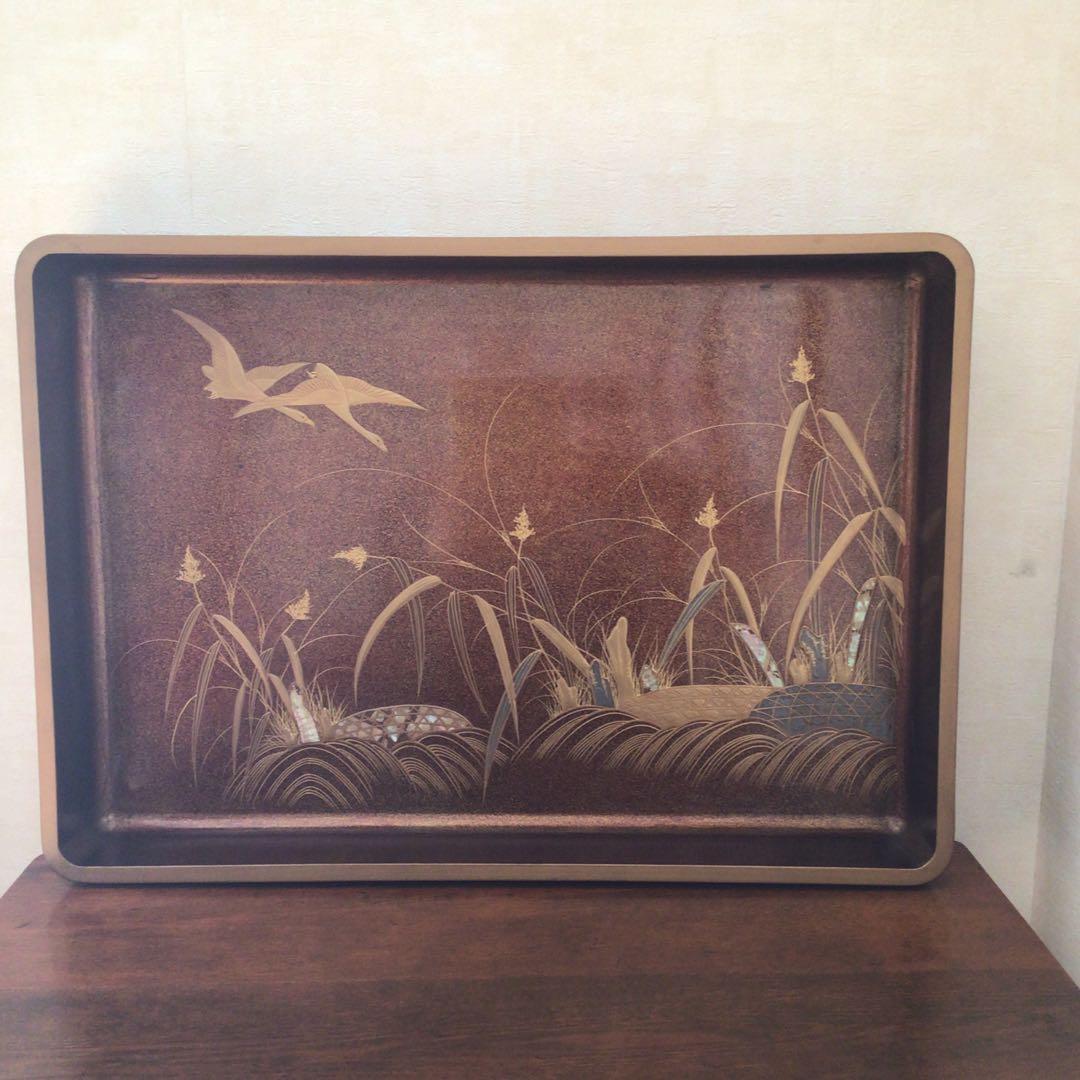 時代漆器　廣蓋　広蓋　骨董　蒔絵　螺鈿　昭和3年　共箱付き