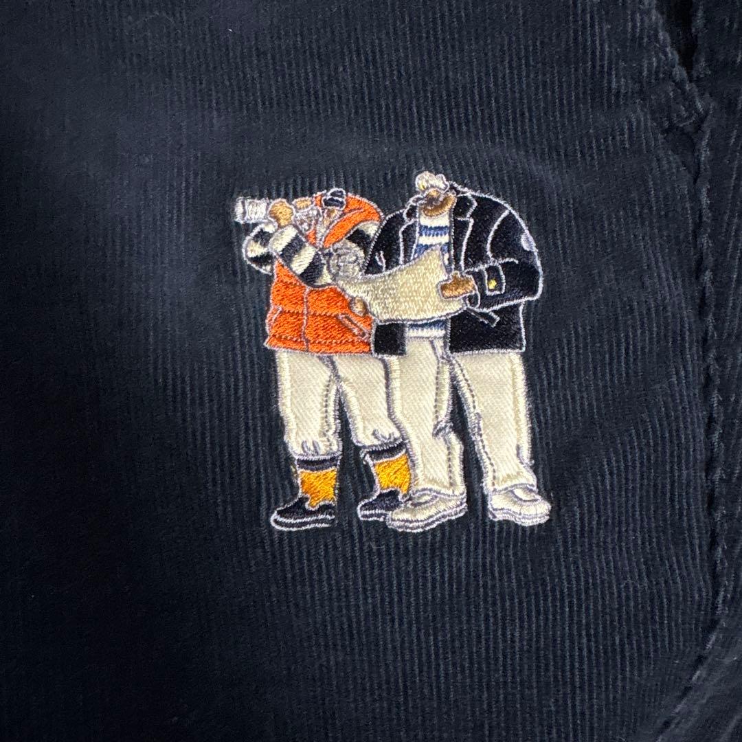SINA COVA ネイビー コーデュロイパンツ 刺繍デザイン