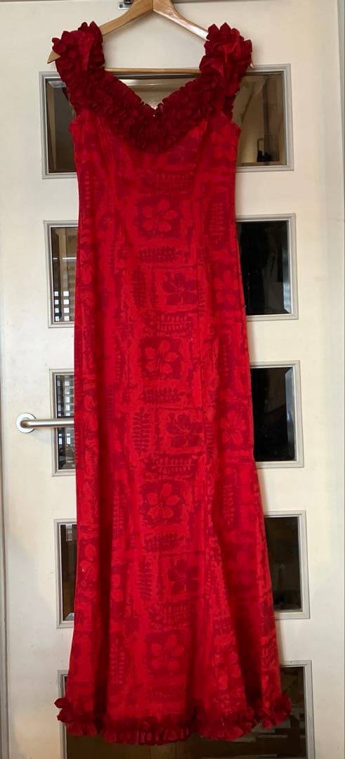 フラダンス ムームー レッドロングドレス プリンスカイウラニ