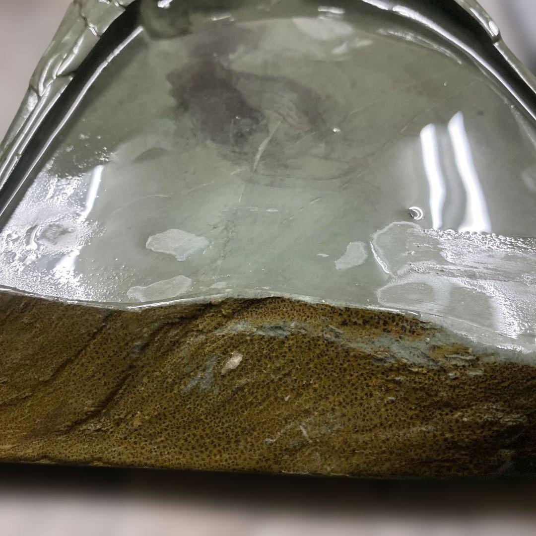 アヒル彫刻　緑硯　中国硯 中国石製 大型硯 書道具 文房四宝 1537g