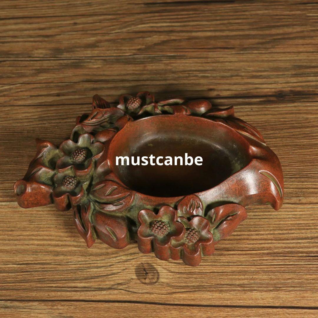 銅製 仙桃灰皿 硯 書道具 文房具 応接間 玄関 事務室 装飾品 工芸品 置物