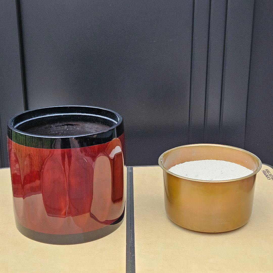 曙塗 漆塗 手あぶり火鉢 一対 直径27cm 高さ26cm 共箱付 灰・落とし付