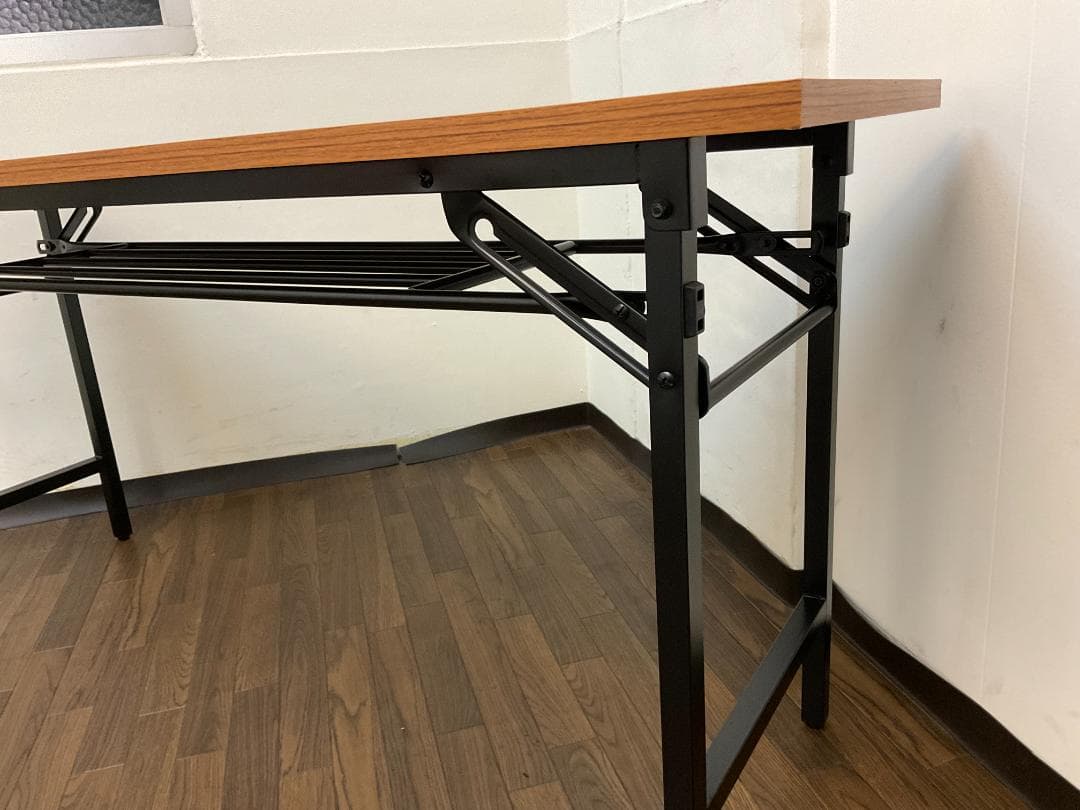 【中古】会議テーブル折りたたみ 棚付き W150×D45×H70cm 長机 M③