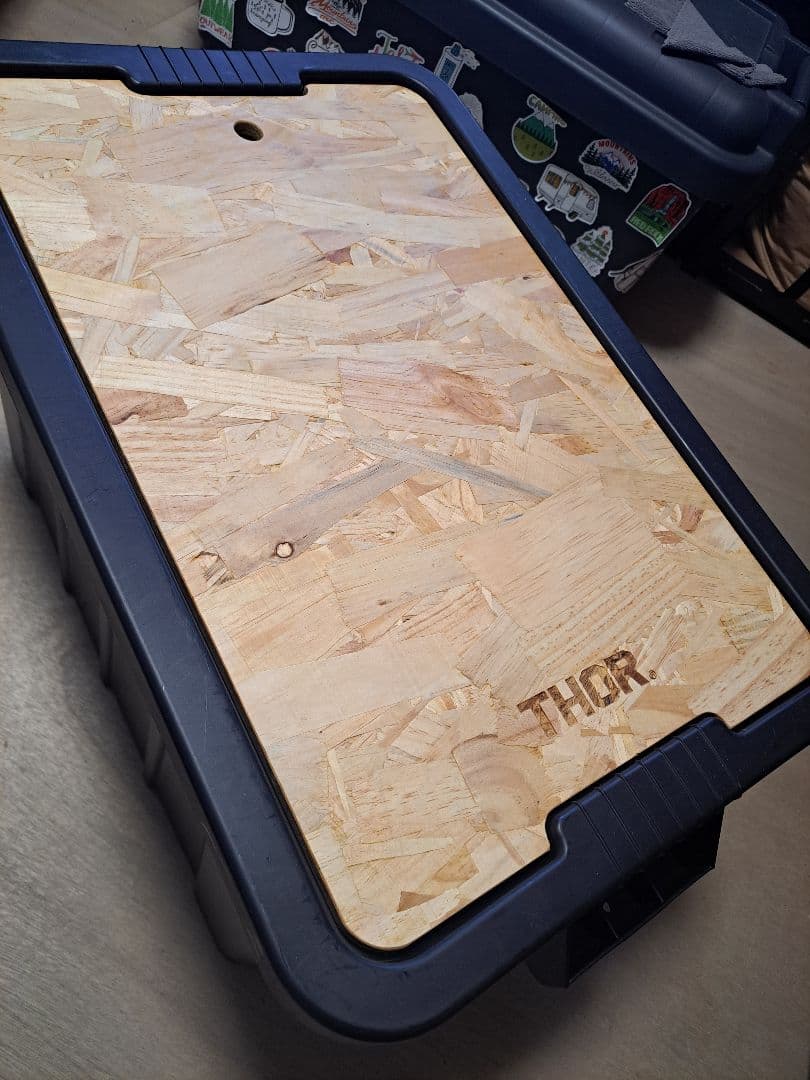 THOR 収納ケース75L 木製蓋付き 黒