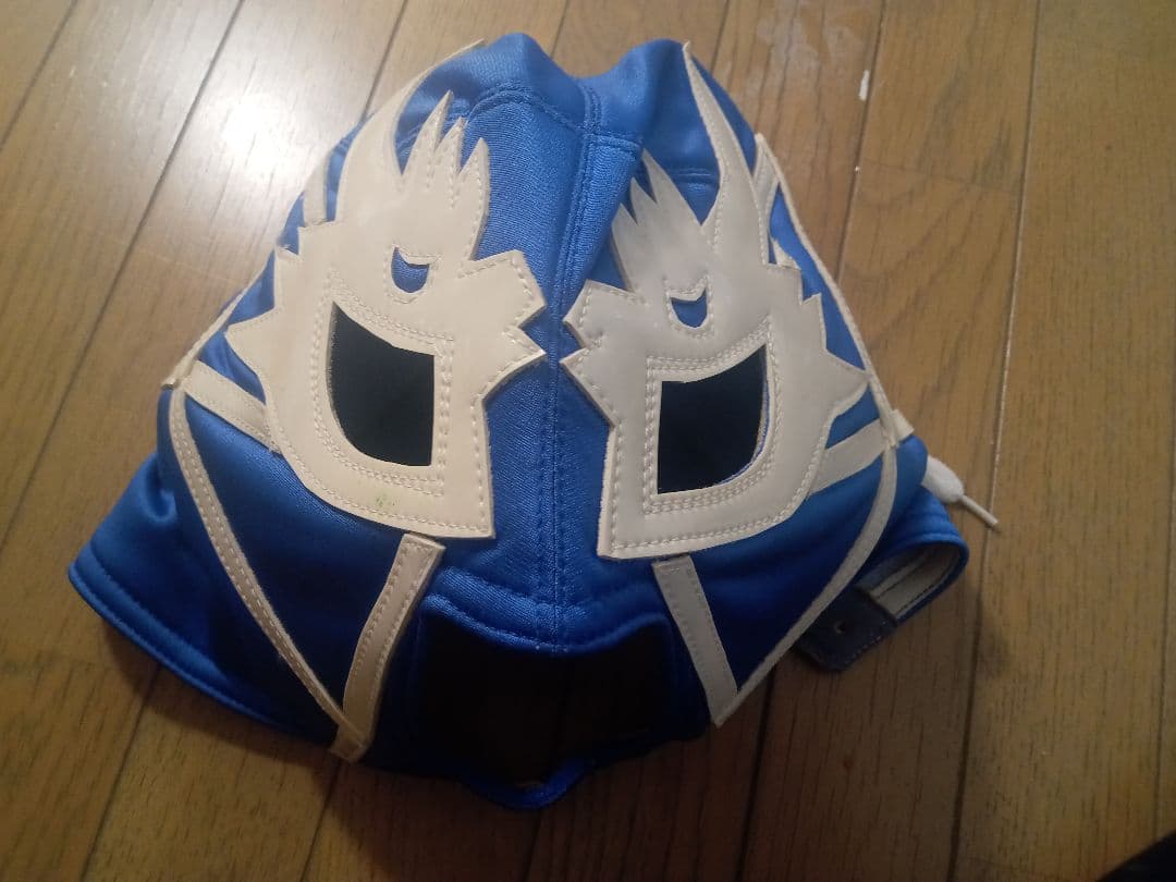 即決！獅龍 プロレスマスク 青 サイン入り
