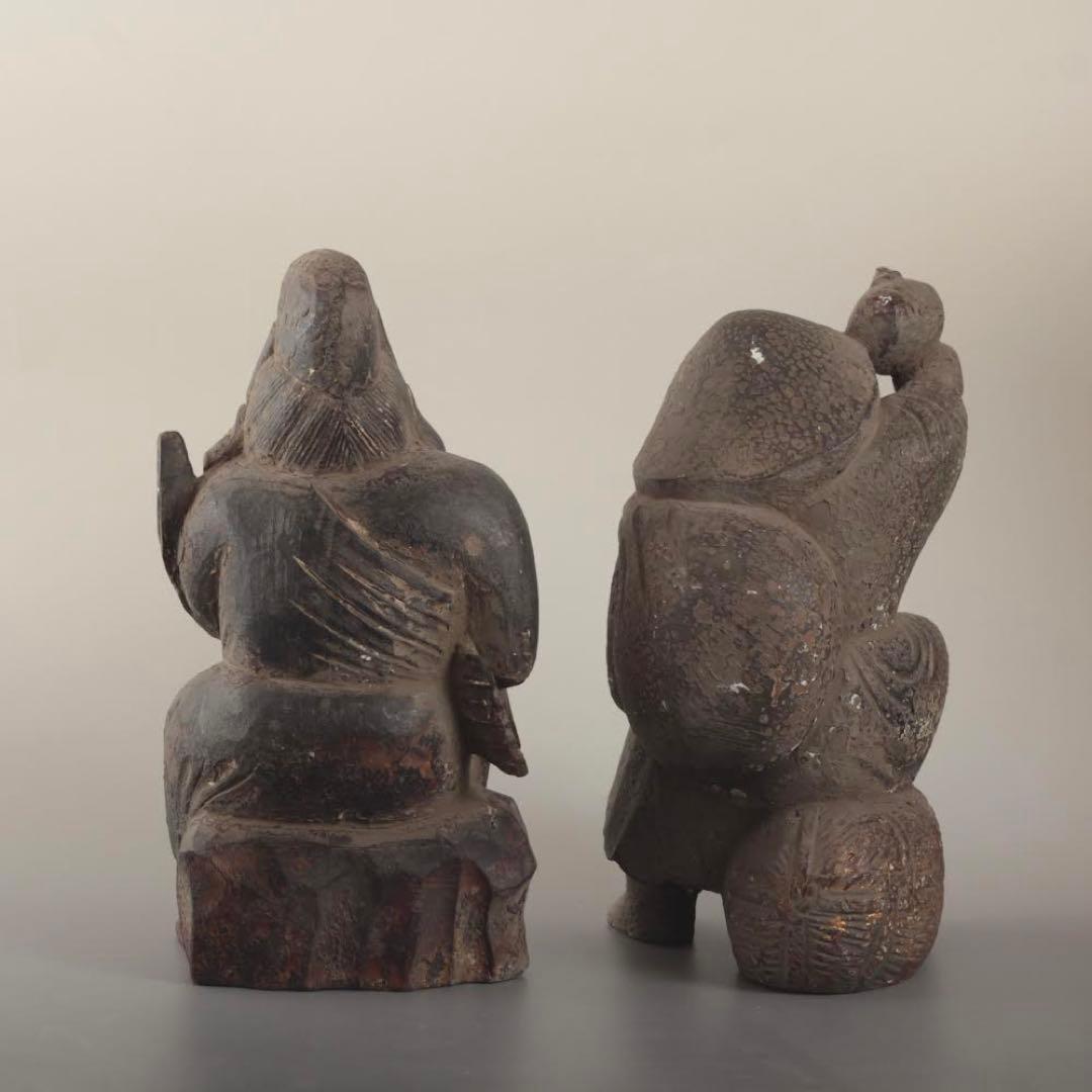 木彫 大黒恵比寿像 古美術 古道具 大黒さん 恵比寿さん 大黒 恵比寿