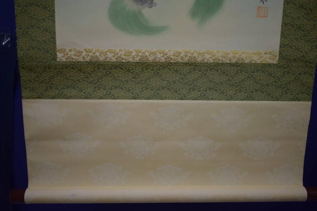 真作/滝山玉泉/松竹梅鶴亀図/桐共箱付/布袋屋掛軸HJ-16