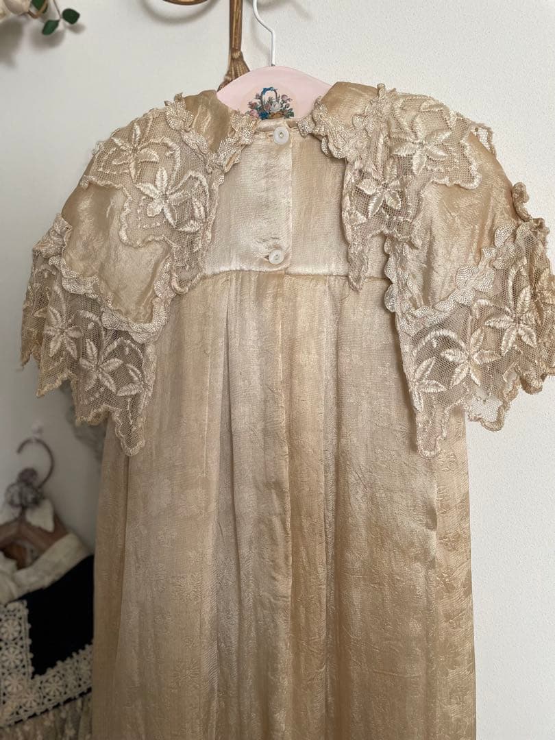 SALE˚✧₊⁎1860年代 シルクベビードレスクリストニングドレス⁎⁺˳✧