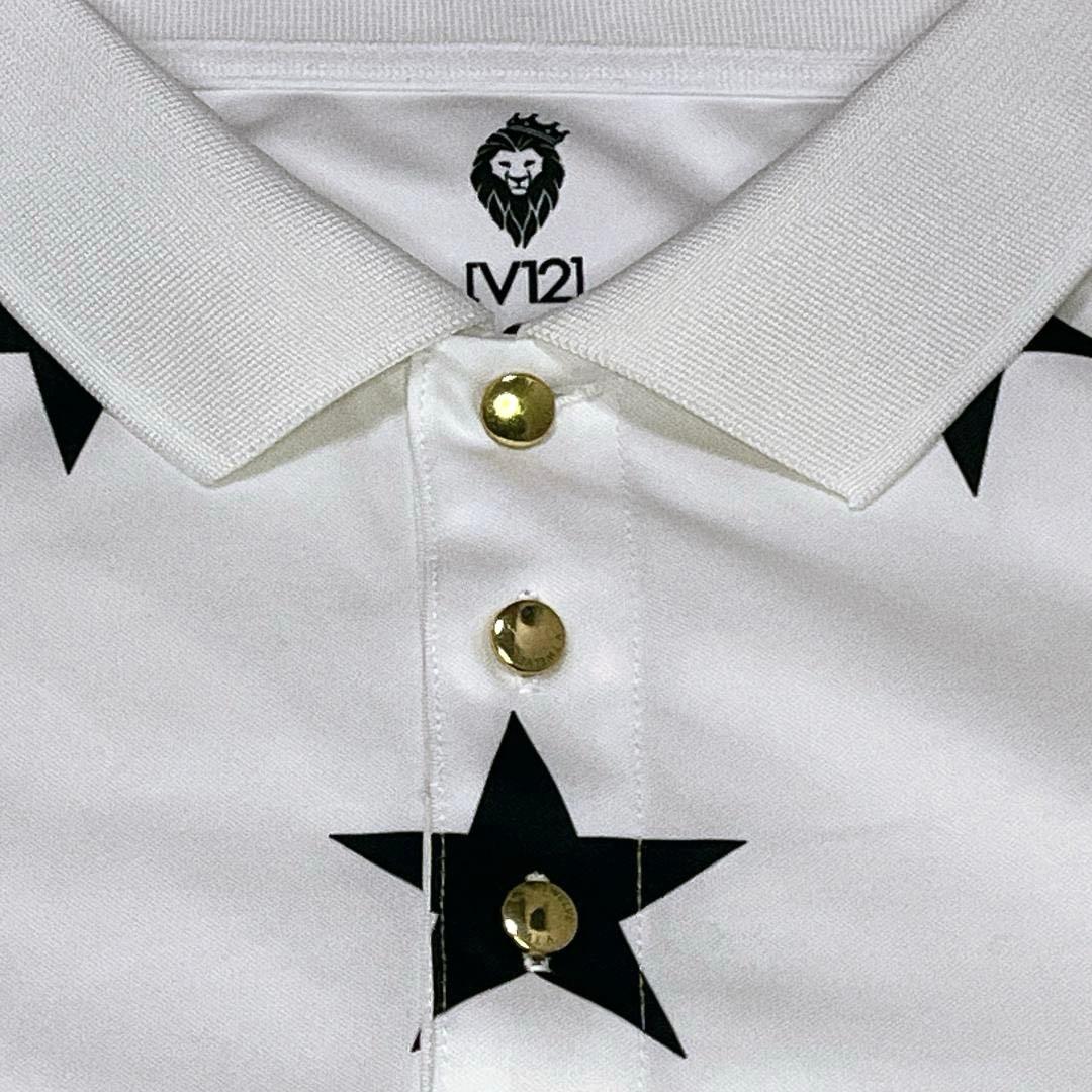 V12 ヴィトゥエルヴ 半袖 星柄 ポロシャツ ホワイト ゴルフ ウェア L