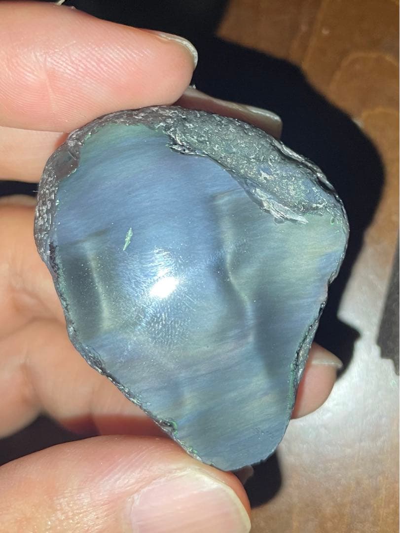 研磨品　十勝石玲瓏　グリーンベースオーロラ　レインボーオブシディアン