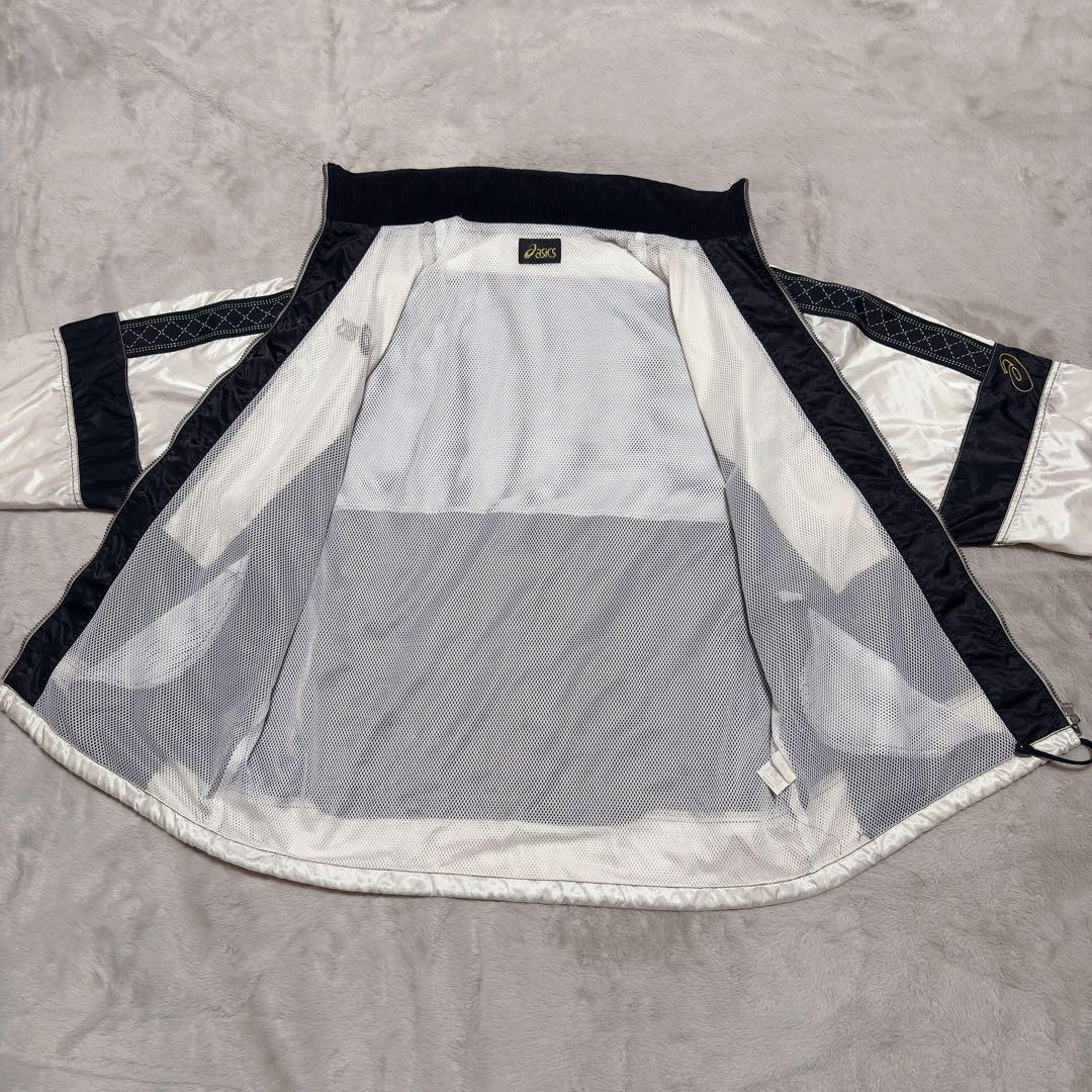 アシックス 90’s 上下 ウインドブレーカー セットアップ 光沢 白　ジャージ