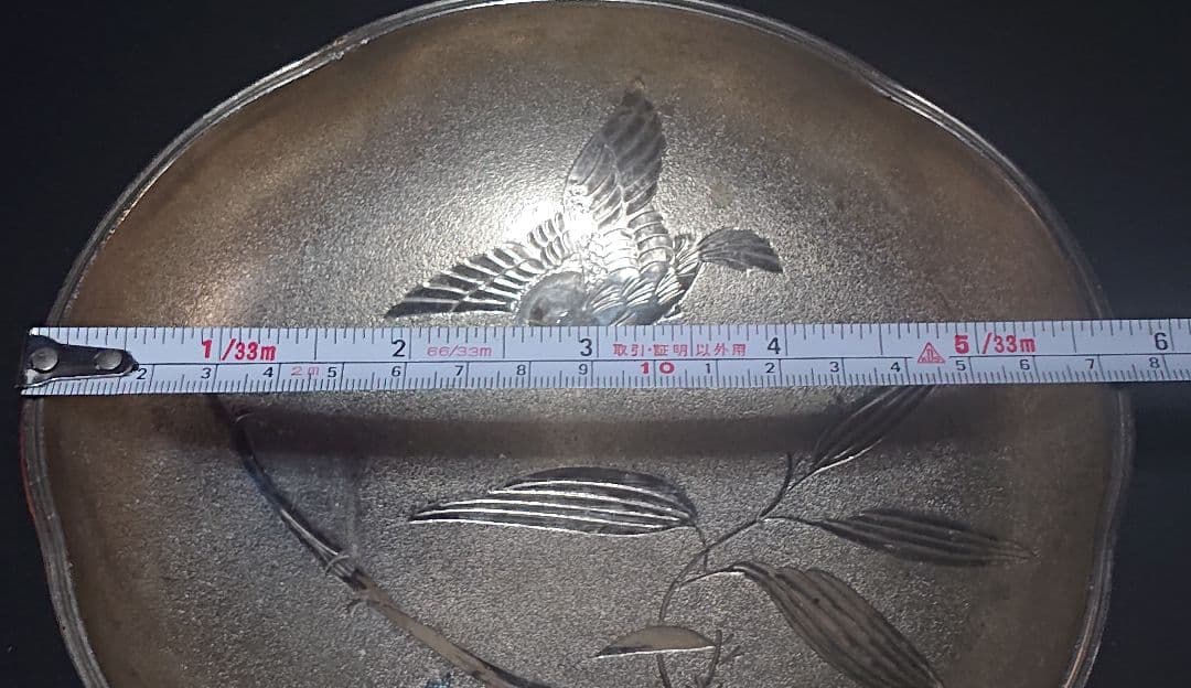 ヴィンテージ 靗光堂 梅型 菓子器 竹雀柄 約17.5㎝ 約330g