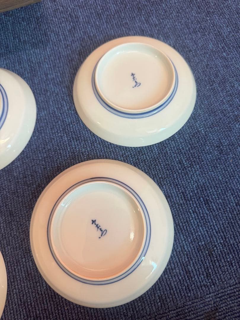 1886  今泉今右衛門作　錦椿画小皿　5客　未使用