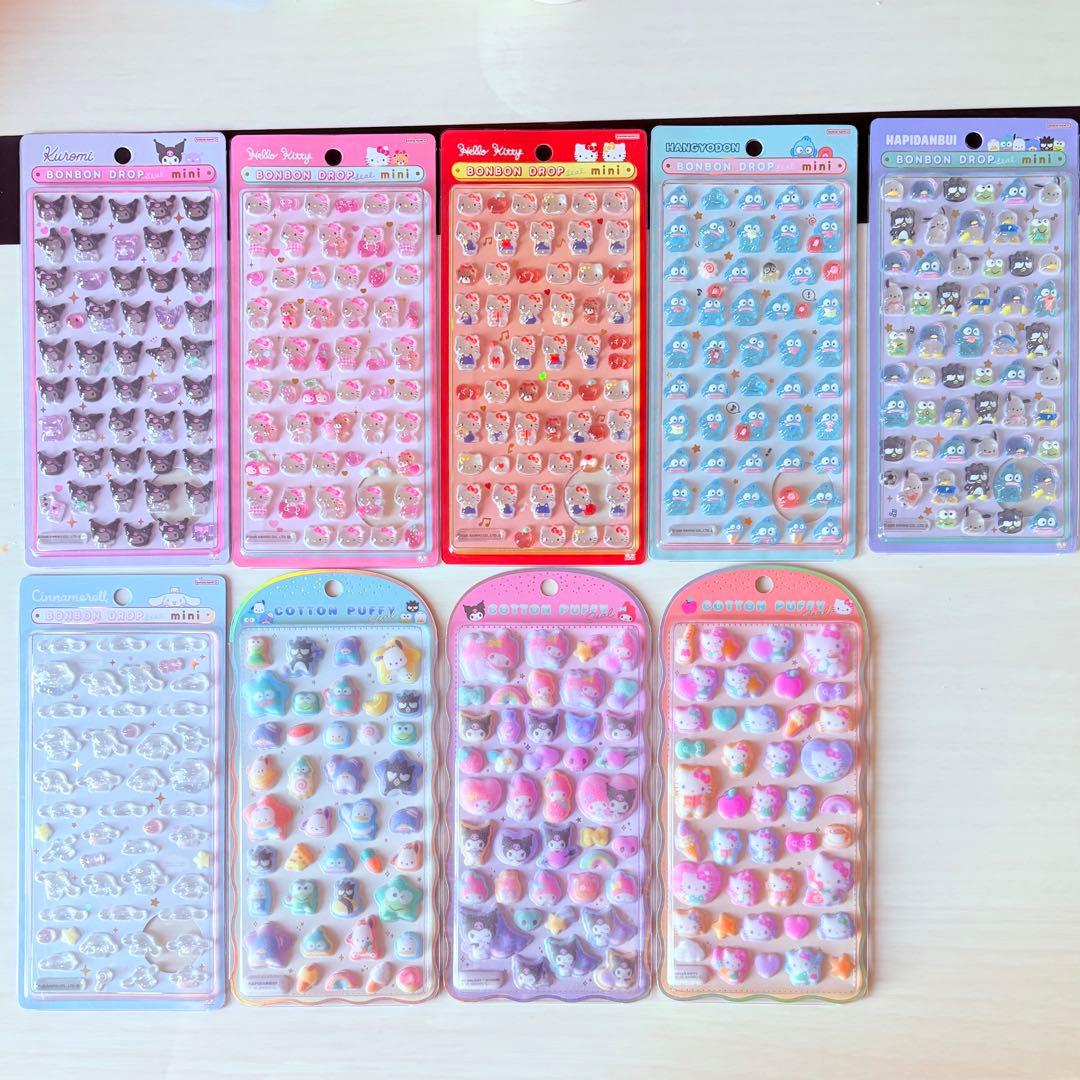 正規品 サンリオ ボンボンドロップシール ミニ コットンパフィーシール セット