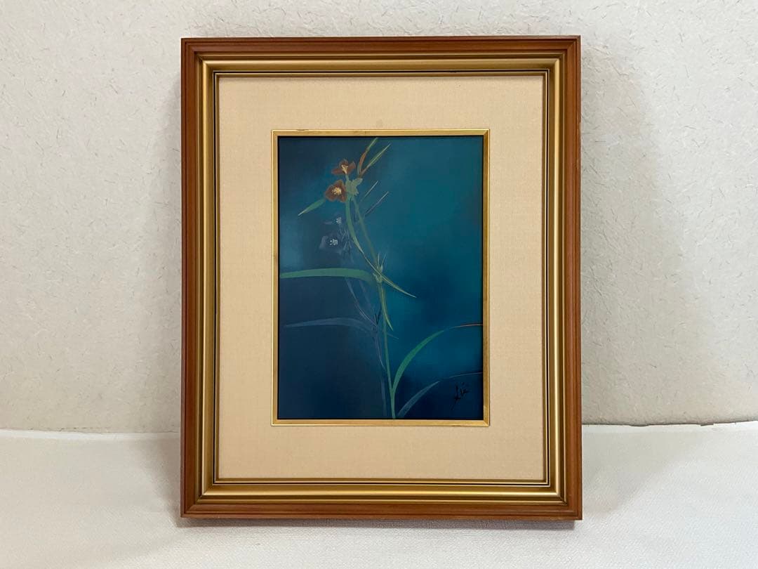 石川県の作家小田原延子　花の絵画 金色フレーム