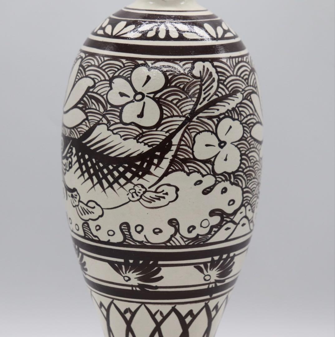 中国　磁州窯　魚蓮紋瓶　送料込み1213