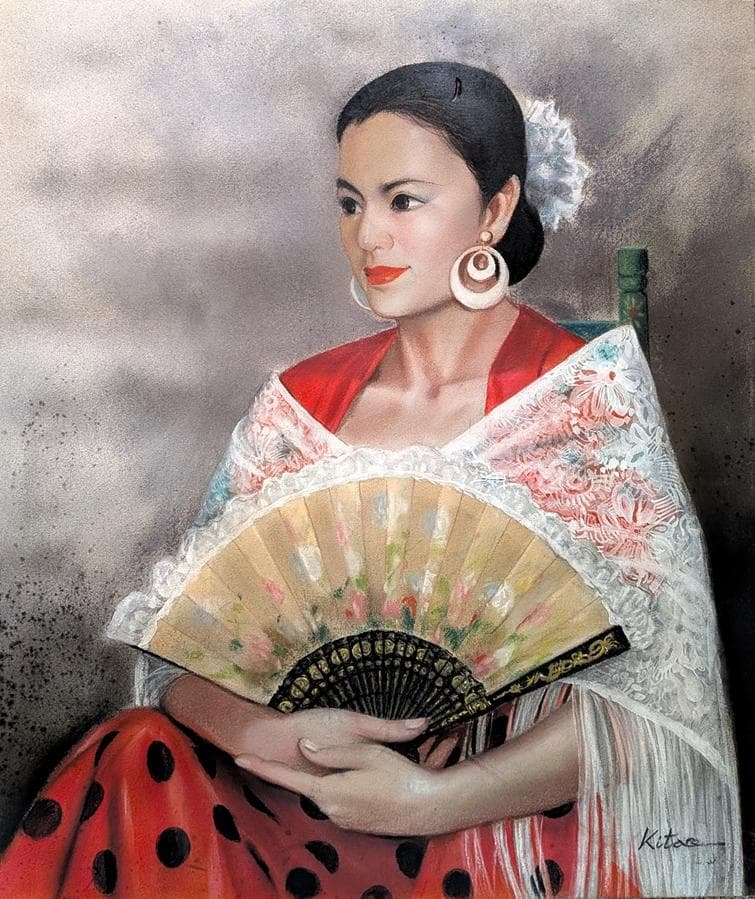 二元会常任委員審 奥野北雄 二元会総理大臣賞 師:猪熊弦一郎 パステル画直筆