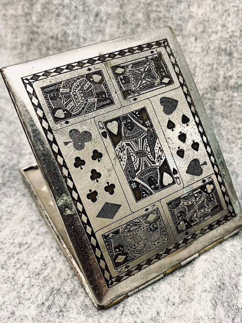 アンティーク　ビンテージ　シガレットケース　トランプ柄