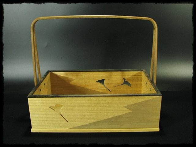 鵬雲斎好 銀杏透 手付 松皮菱 莨盆 山本貞斎 京指物 煙草盆 茶道具 f233