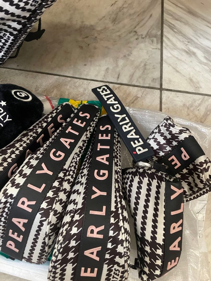 PEARLY GATES チェック柄 キャディバッグ ヘッドカバーセット