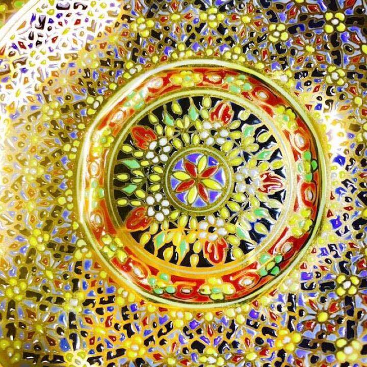 タイ王室御用達超高級手書き ベンジャロン焼 18K盛カップ＆ソーサー2客