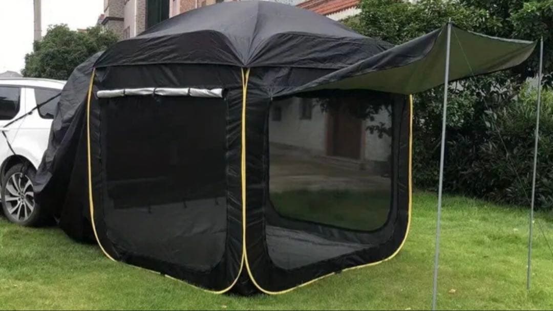 車連結ポップアップテント　車中泊　ブラック2×2m