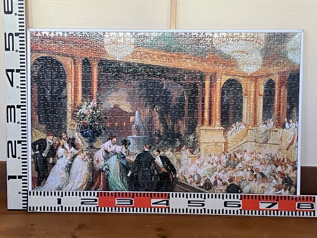 絵画として古いジグゾーパズルを台紙に接着剤で固定 アクリル板を外しアルミ額付き