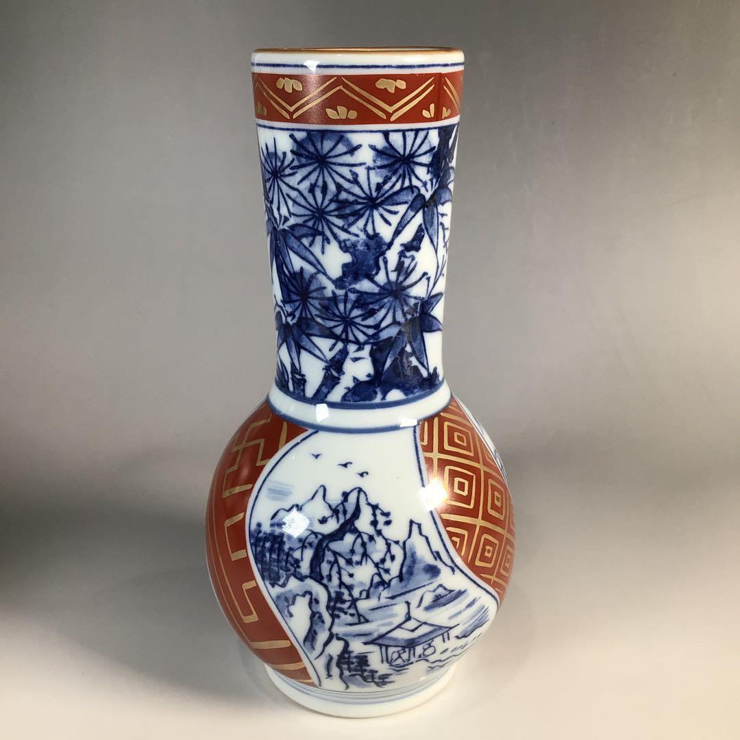 Ｎ７１　皆具　『清宝造』『染付金蘭手山水文』『水指　建水　蓋置　杓立』　共箱