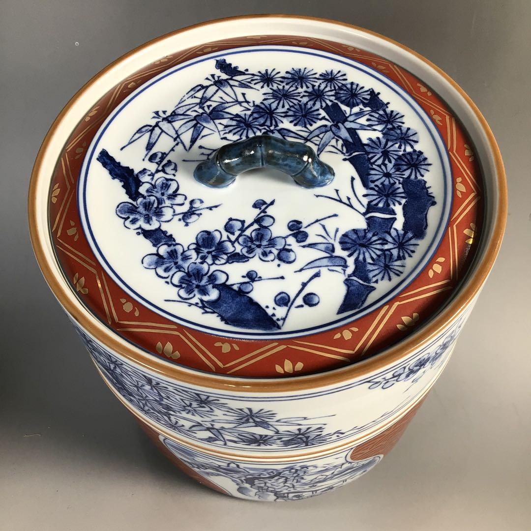 Ｎ７１　皆具　『清宝造』『染付金蘭手山水文』『水指　建水　蓋置　杓立』　共箱