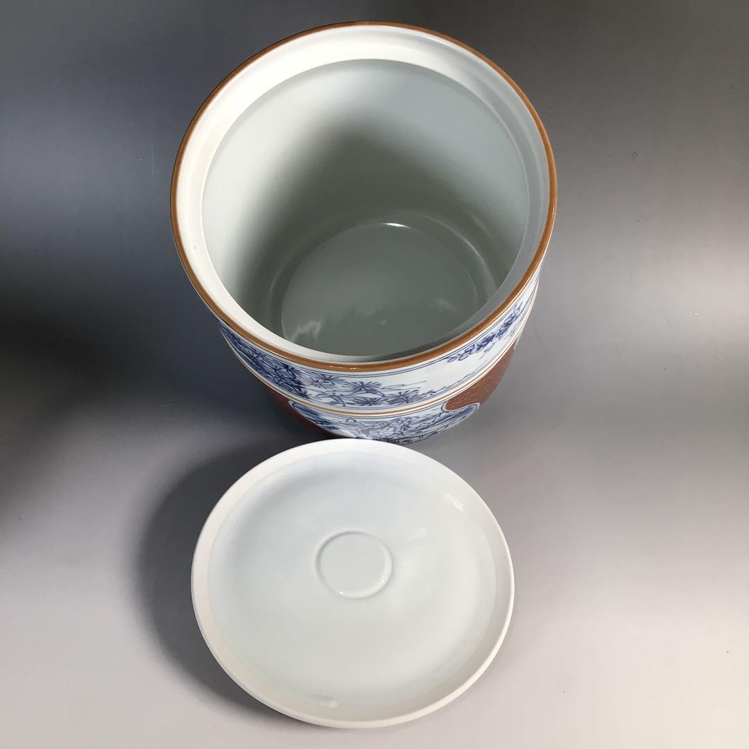 Ｎ７１　皆具　『清宝造』『染付金蘭手山水文』『水指　建水　蓋置　杓立』　共箱