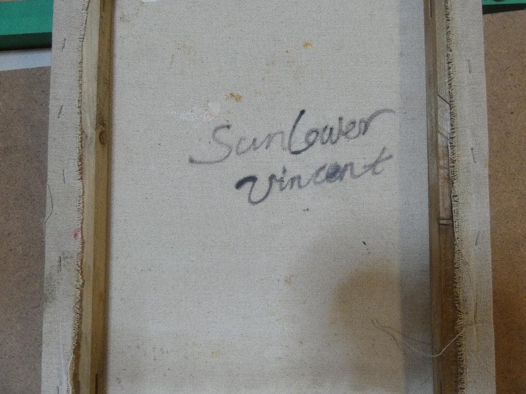 絵画 肉筆手描き オランダ油彩　ファン・ゴッホ「お花」サインF6サイズ　額装済み