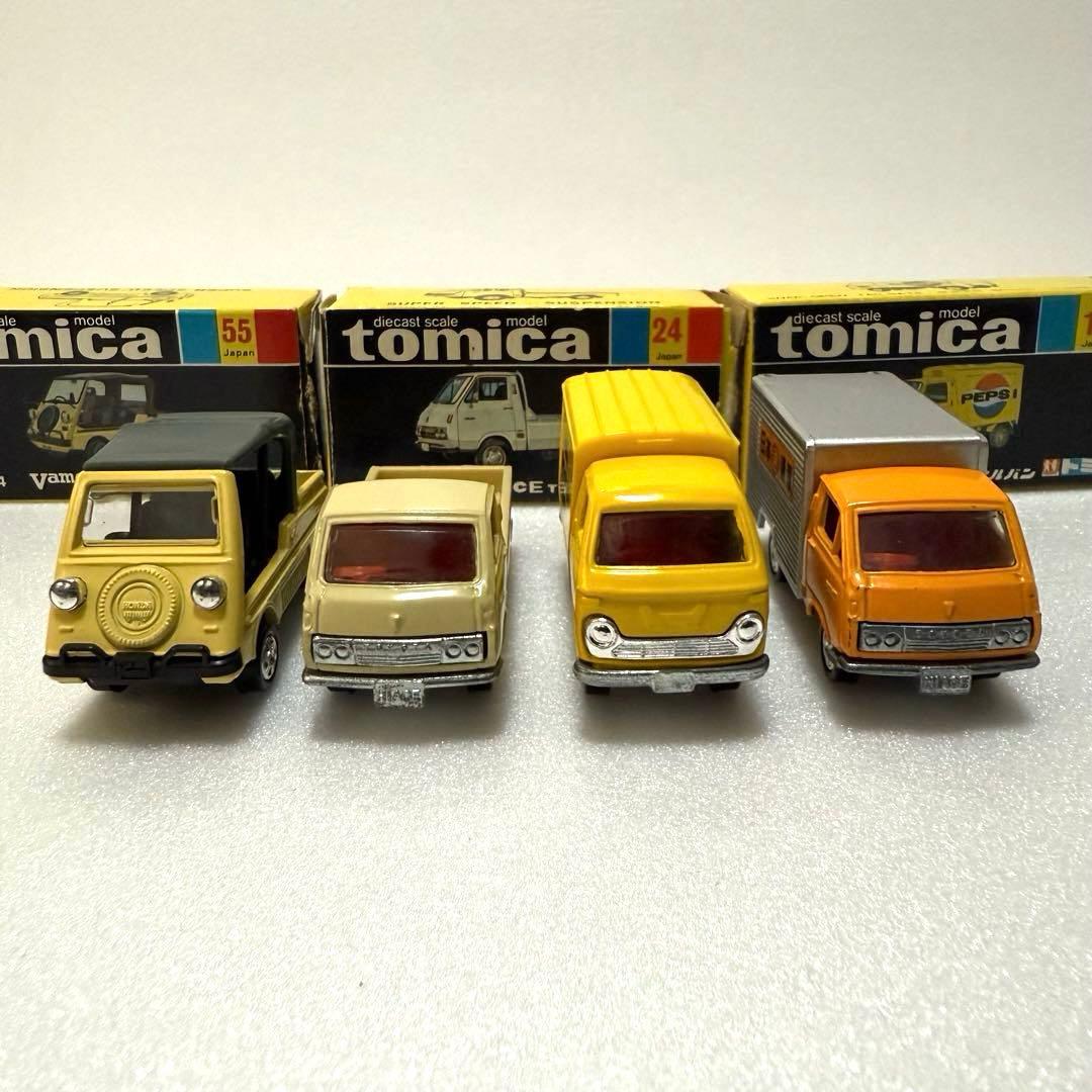 トミカ日本車シリーズ ハイエース パネルバン バモス 4台 1Eホイール