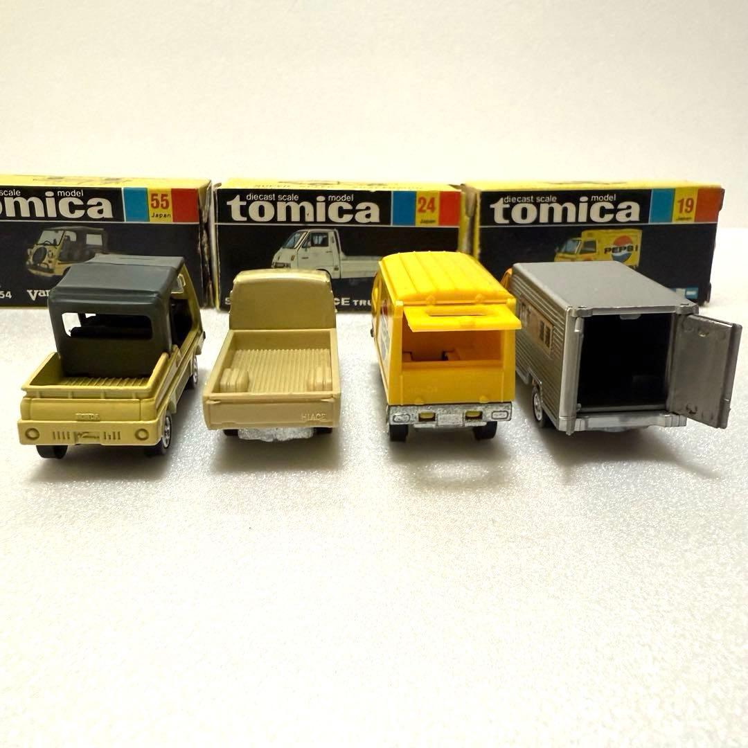トミカ日本車シリーズ ハイエース パネルバン バモス 4台 1Eホイール