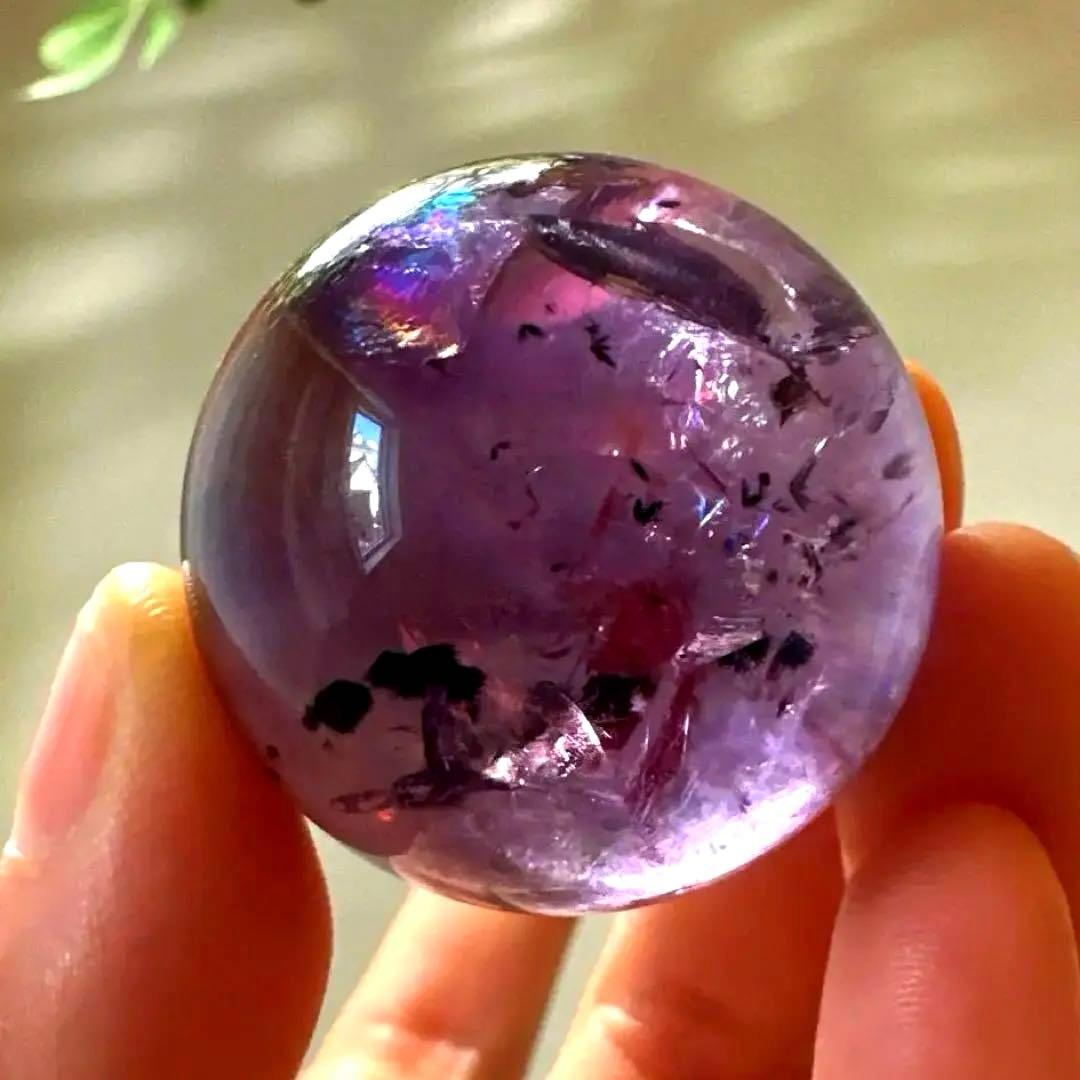 アメシスト　スフィア　高品質　ホーランダイト　虹　ファントム