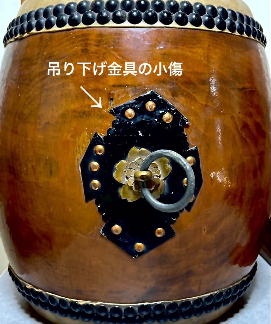 【値下げ✨和太鼓】長胴太鼓1尺1寸　天然木胴くり抜き（台座付き）