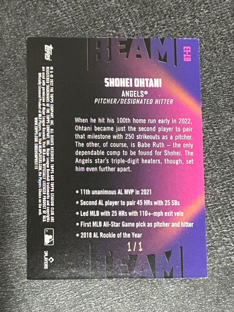 【1/1】大谷翔平 Topps stadium club BEAM TEAM