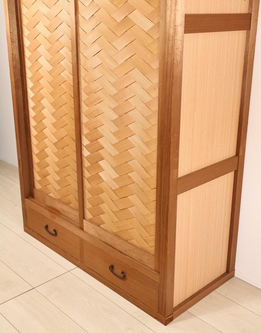 BK240　茶道具　置水屋　箪笥　茶箪笥　網代扉　煎茶棚　2段