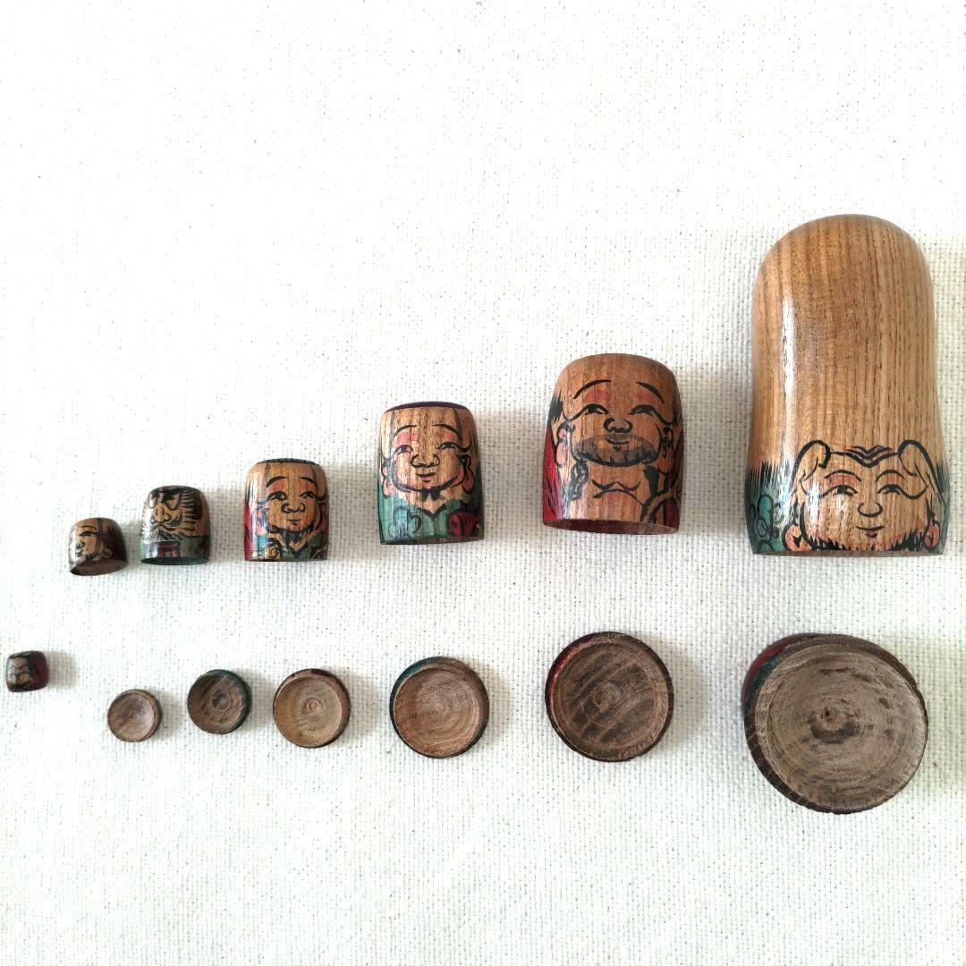 伝統こけし　朝倉光洋作「七福神入れ子」