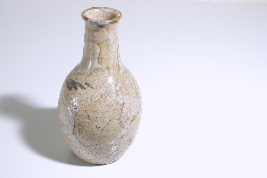 幕末-明治期 古志野 絵志野 秋草文 徳利