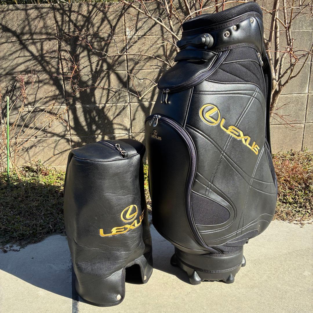 レクサス ミズノ キャディバッグ ブラック ゴールド 合皮 フード付き 綺麗