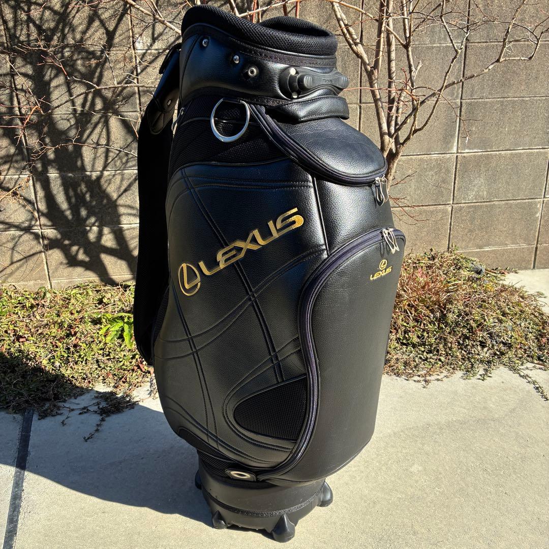 レクサス ミズノ キャディバッグ ブラック ゴールド 合皮 フード付き 綺麗