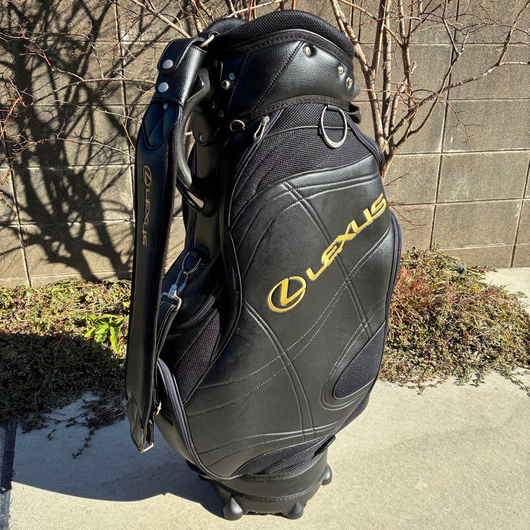 レクサス ミズノ キャディバッグ ブラック ゴールド 合皮 フード付き 綺麗